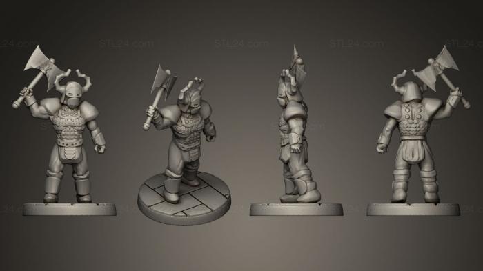 Figurines heroes, monsters and demons (Barbarian Warlord, STKM_0124) 3D models for cnc